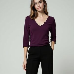 [Spencer Jeremy] Women's Knit Top Pullover Dark Plum Size XL